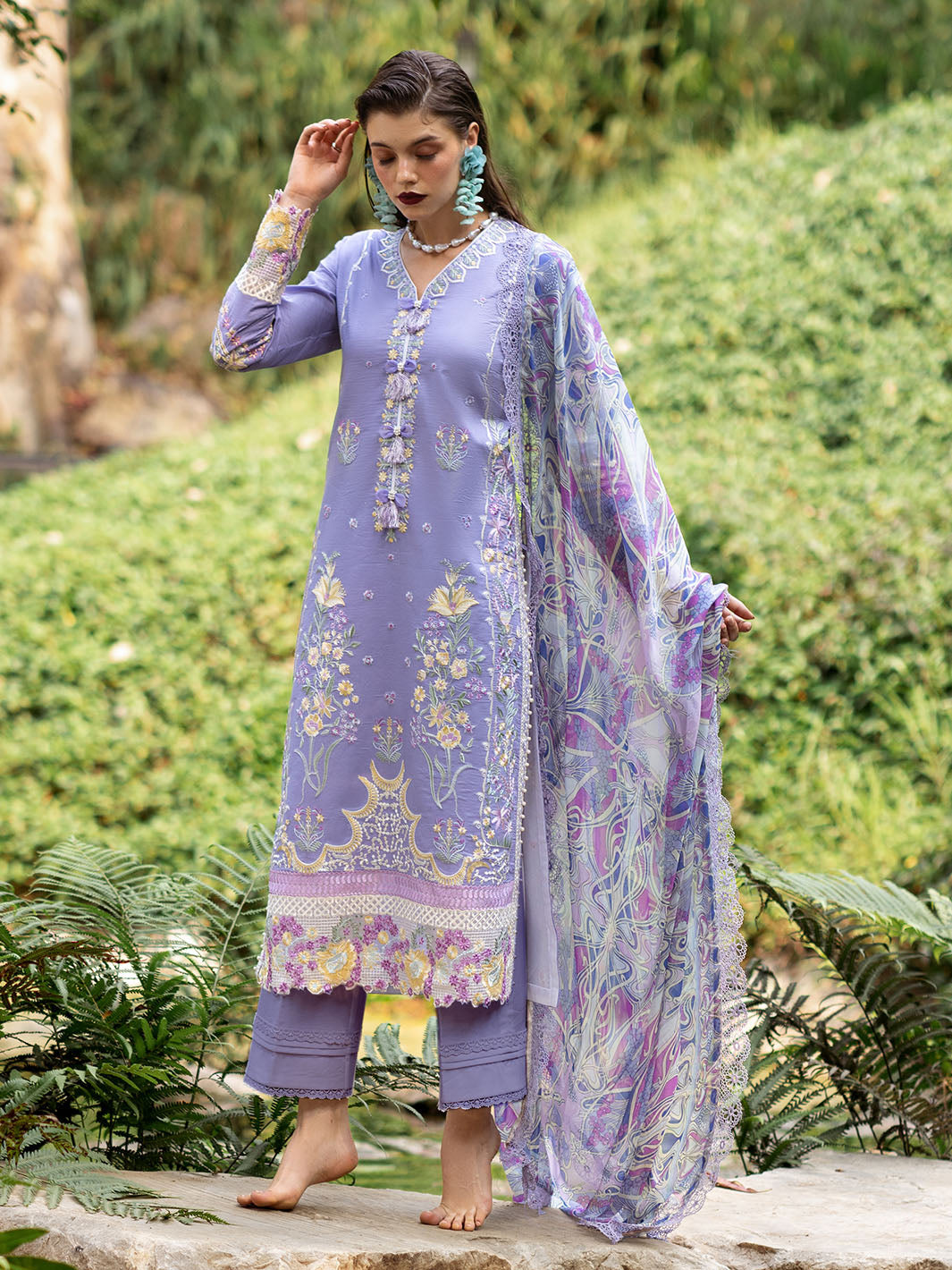 Roheenaz | Dahlia Embroidered Lawn 24 | Aster - Ladies Clothes