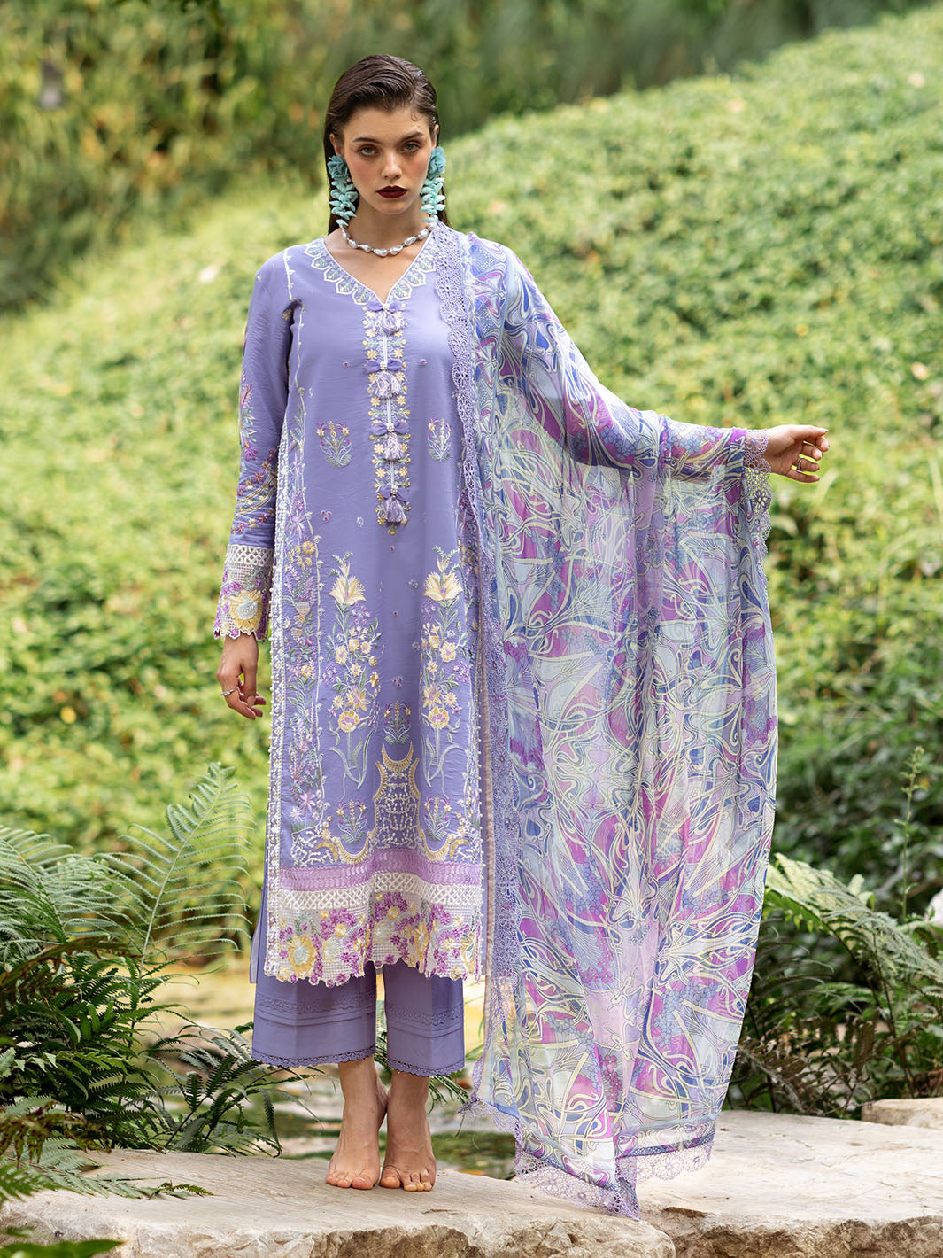 Roheenaz | Dahlia Embroidered Lawn 24 | Aster - Ladies Clothes