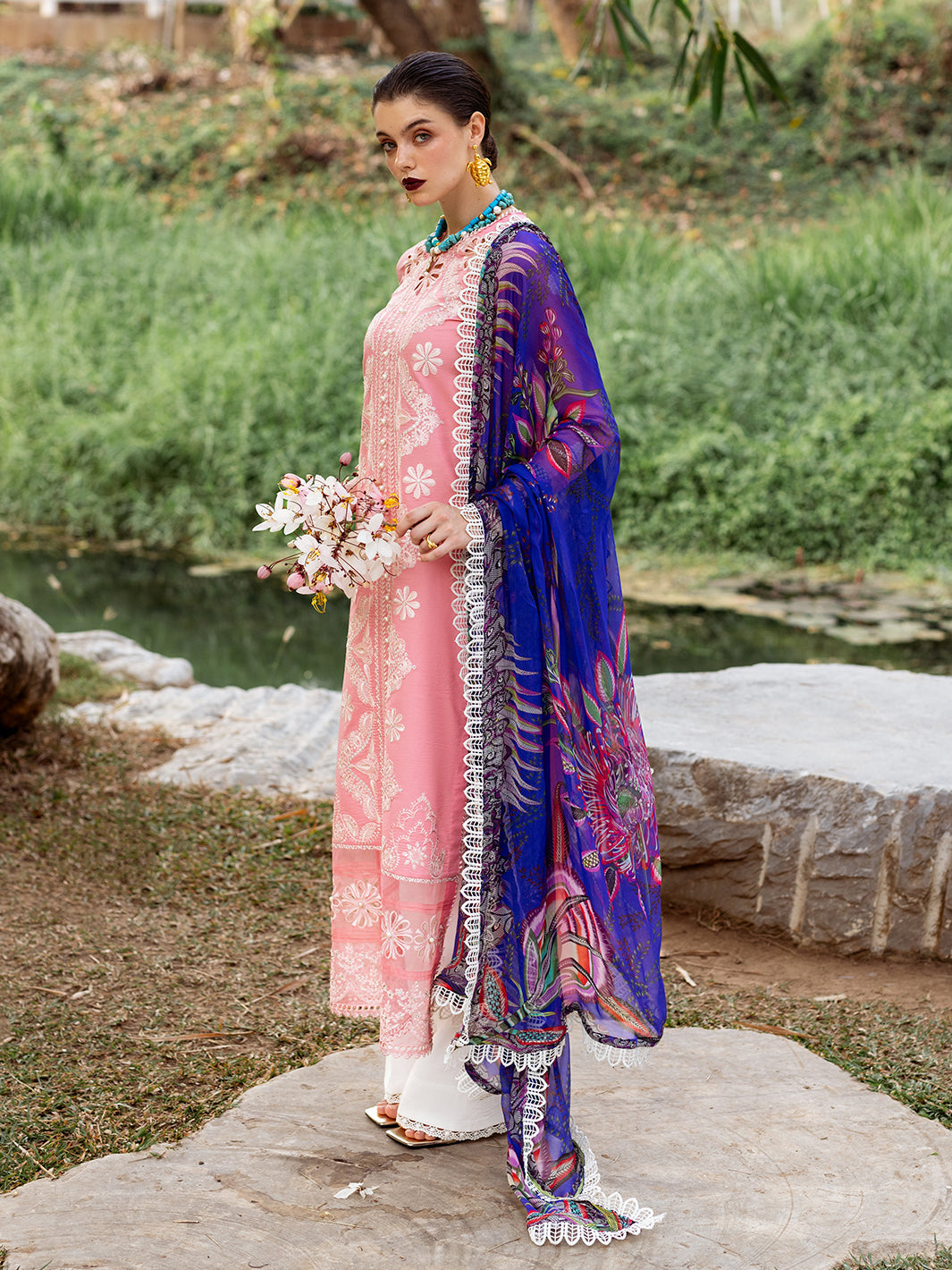 Roheenaz | Dahlia Embroidered Lawn 24 | Orchid - Ladies Clothes