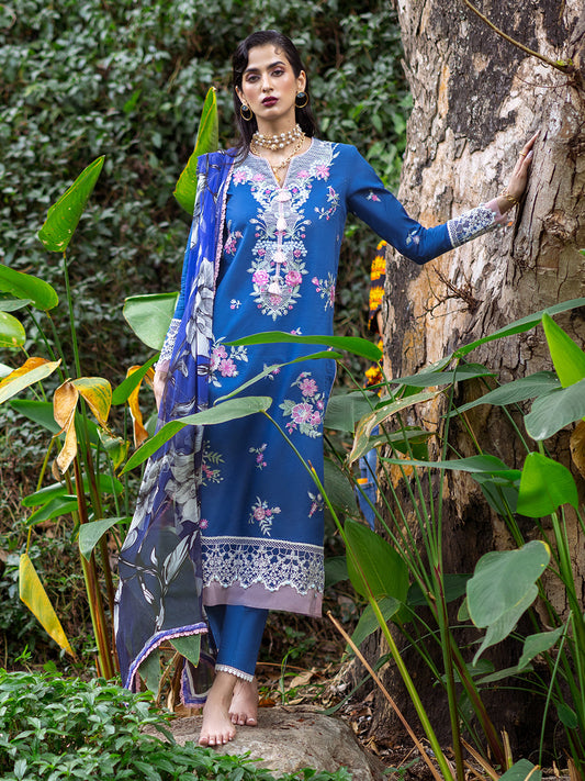 Roheenaz | Dahlia Embroidered Lawn 24 | Bluebell - Ladies Clothes