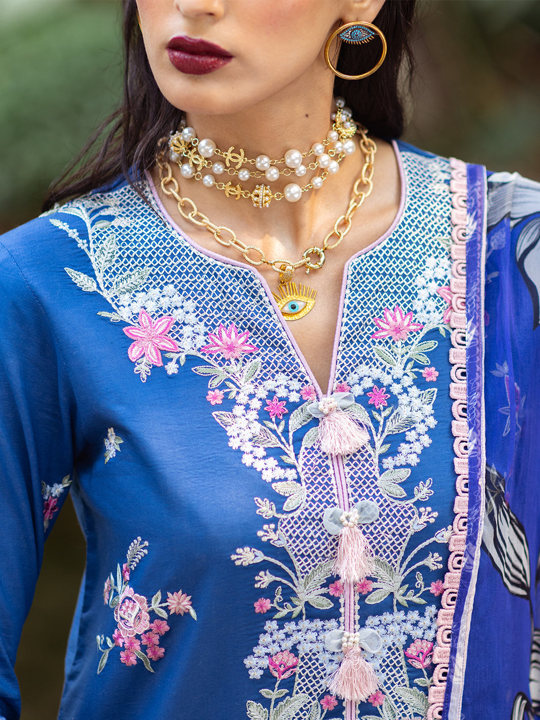 Roheenaz | Dahlia Embroidered Lawn 24 | Bluebell - Ladies Clothes