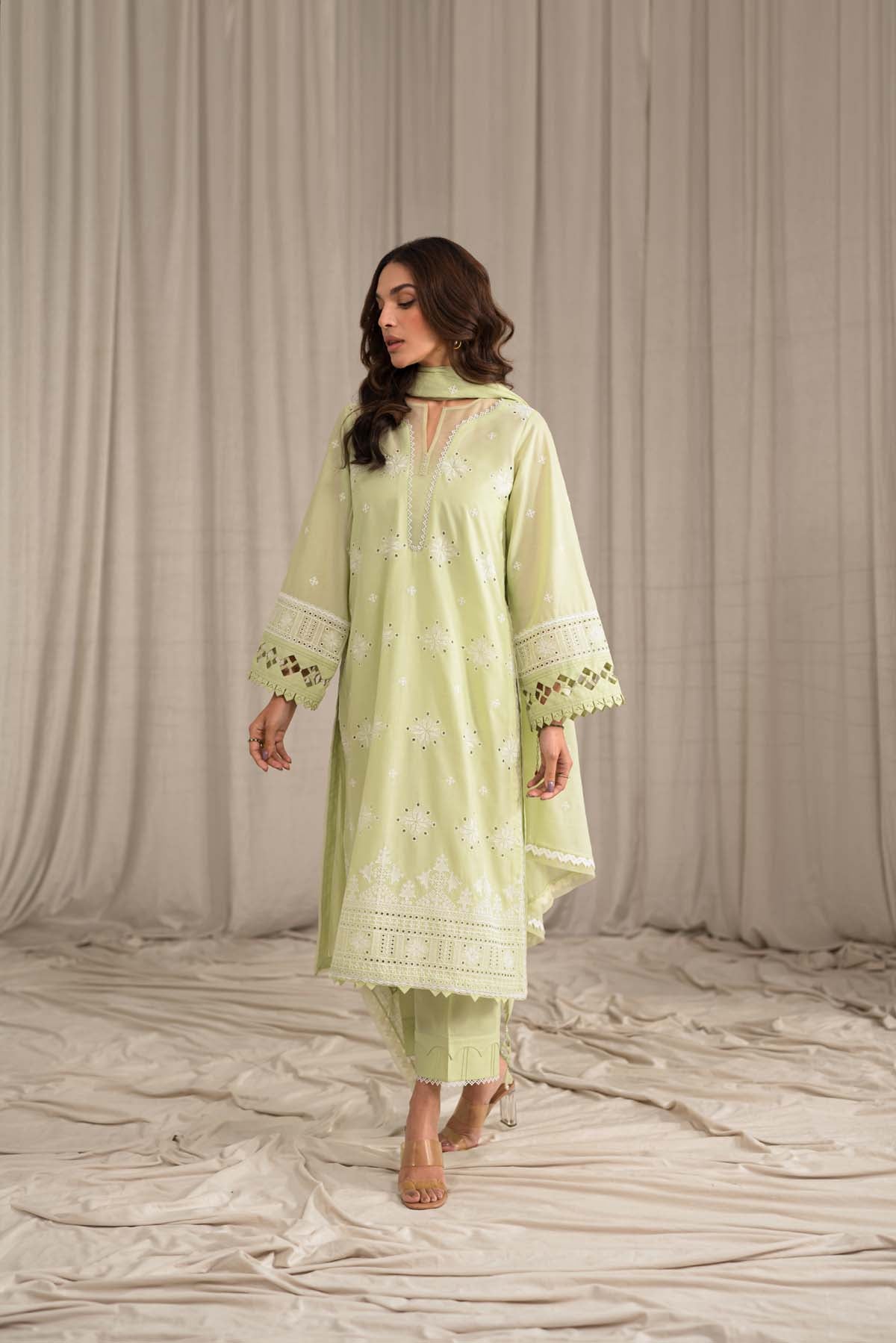 Sahar | Mirage Spring Luxury 24 | Chikankari 3 Piece - Maria Faisal