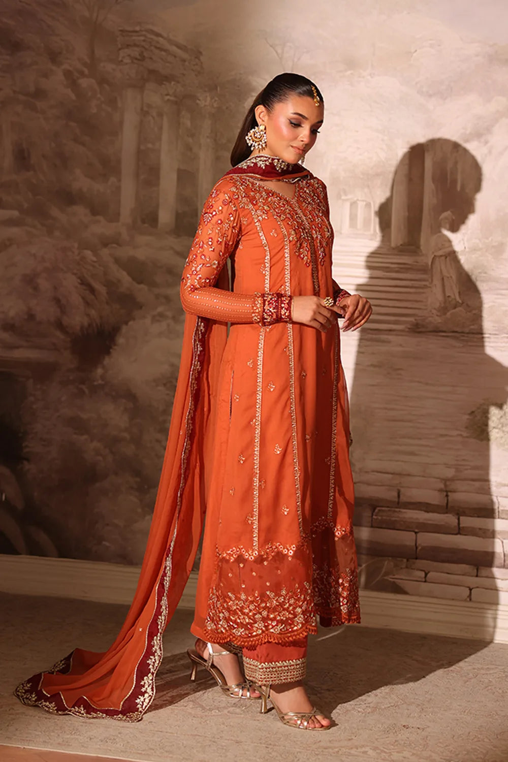 Azure | Ensembles | Amber Rust - Casual Dress - available at Maria Faisal in UK and USA.