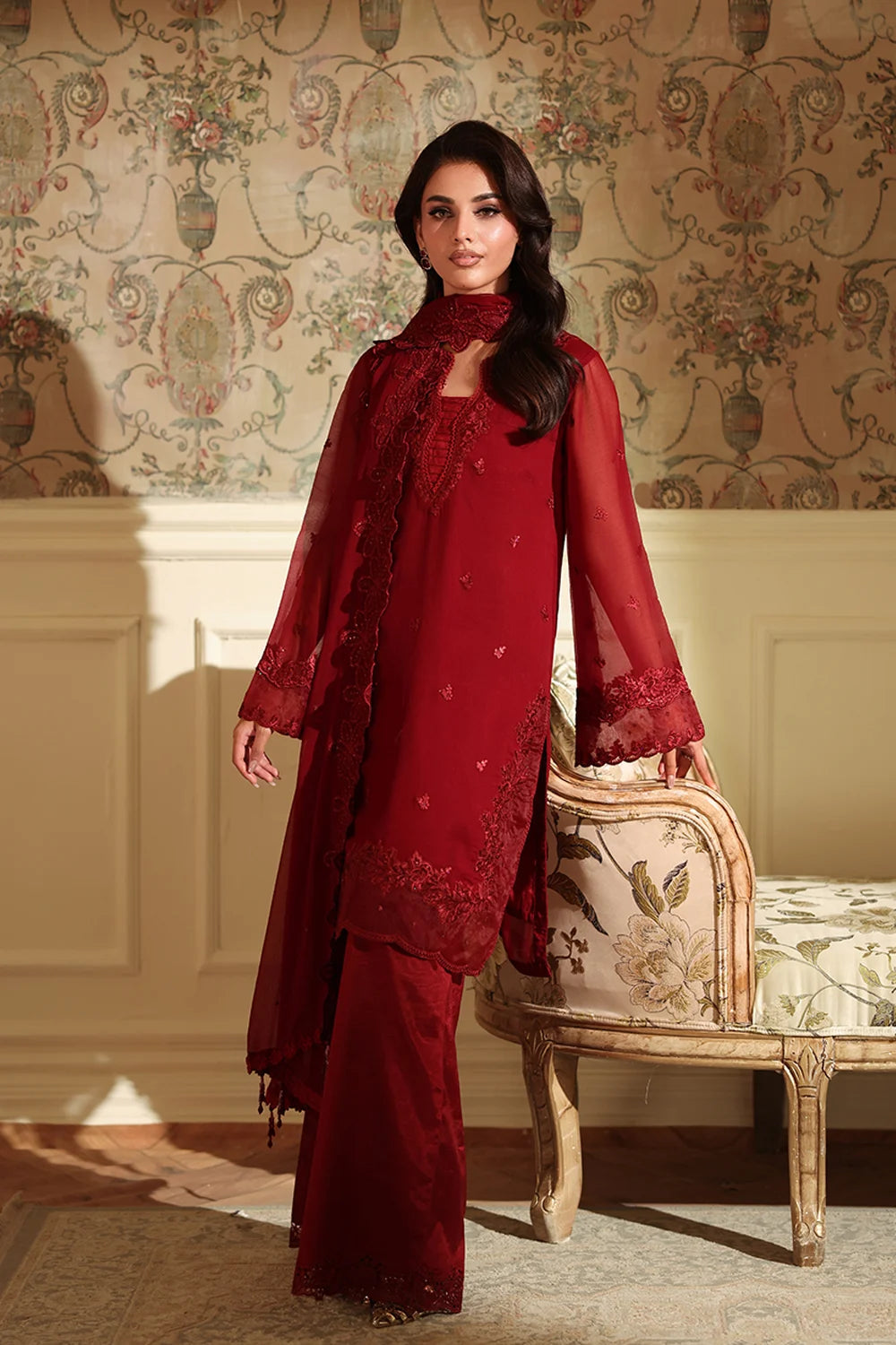 Azure | Ensembles | Cherry Veil - Casual Dress - available at Maria Faisal in UK and USA.