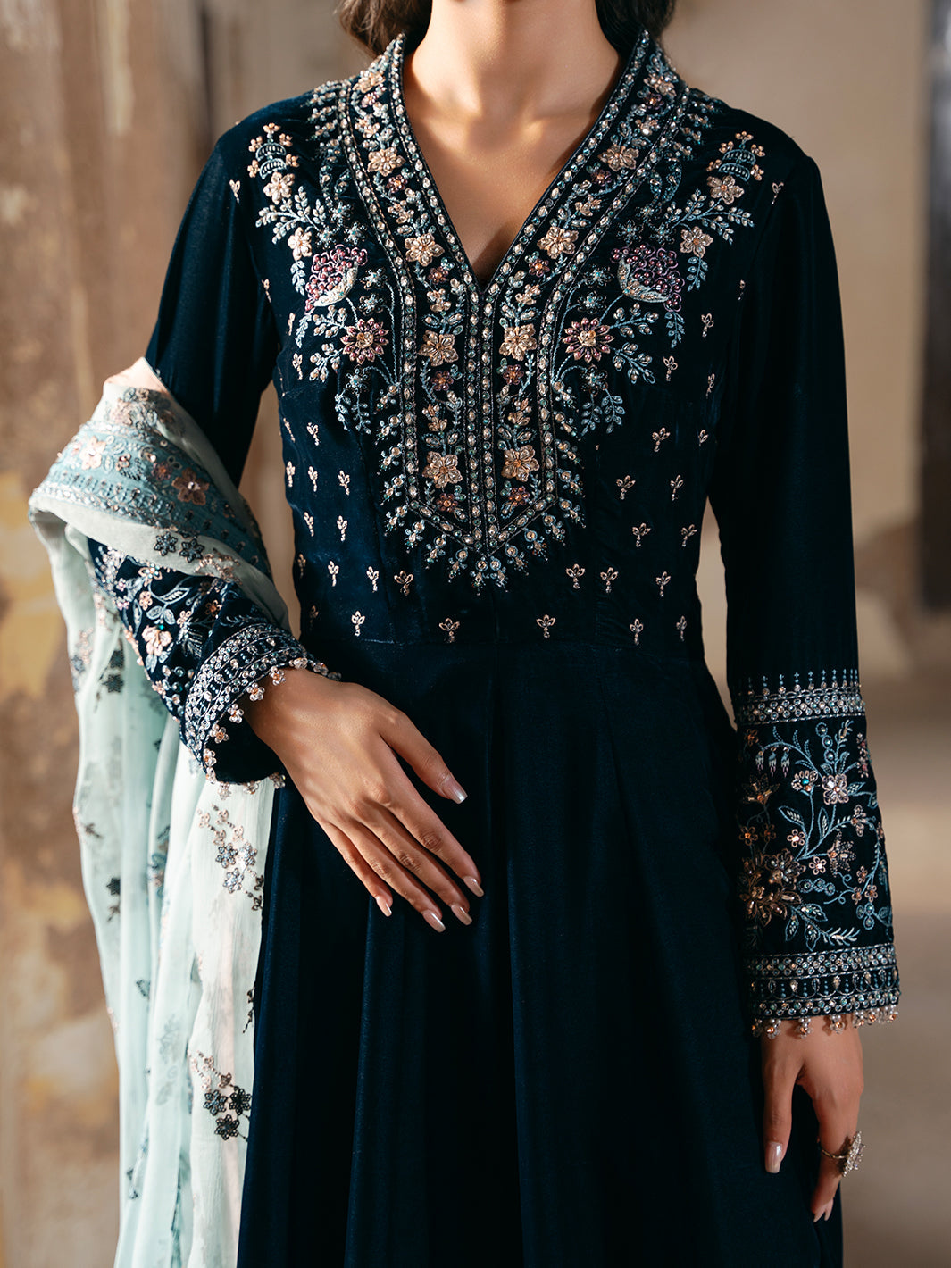 Flossie | Siara Velvet Formals | V-101 - Ladies Clothes - Maria Faisal