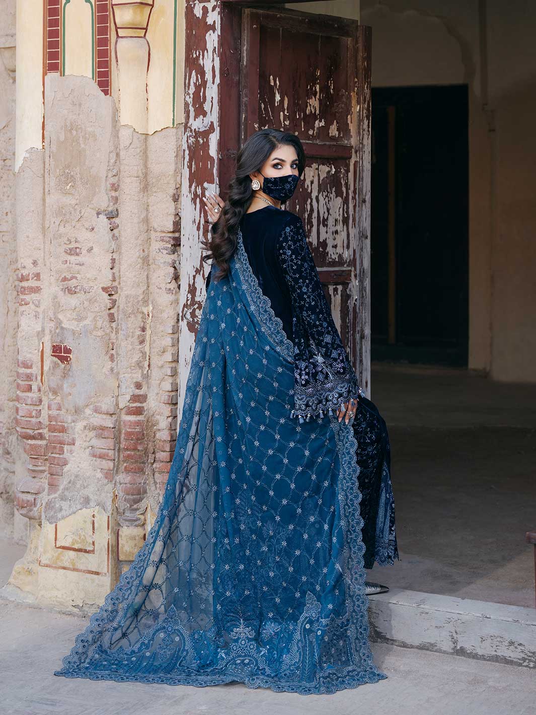 Flossie | Siara Velvet Formals | V-105 - A - Ladies Clothes - Maria Faisal