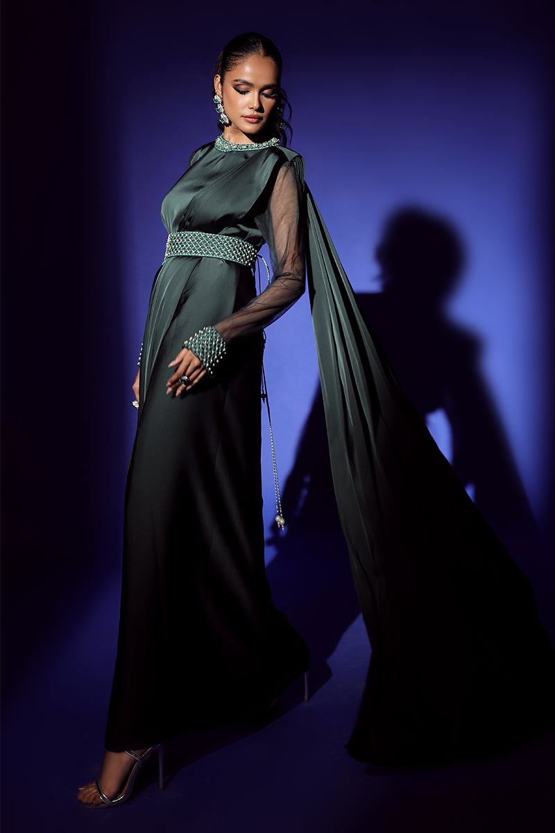 Wardha Saleem | Luxury Pret Fusion Wear | ZEPHYR SAREE DRAPE WITH BELT (2PC) - Ladies Clothes 