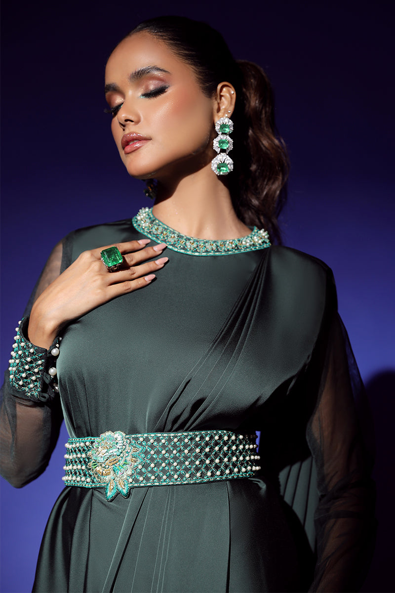 Wardha Saleem | Luxury Pret Fusion Wear | ZEPHYR SAREE DRAPE WITH BELT (2PC) - Ladies Clothes 