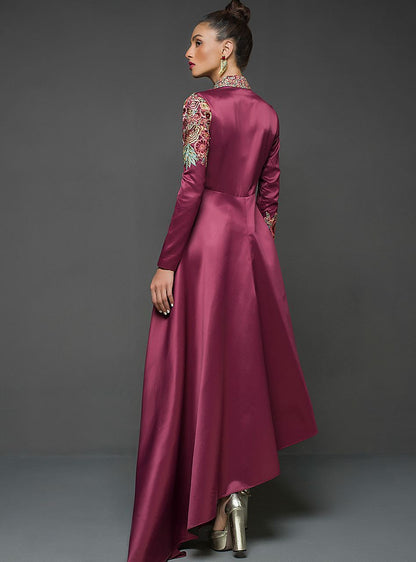 Zainab Chottani | Semi Formals | MAROON GOWN ASYMMETRICAL - Ladies Clothes - Maria Faisal