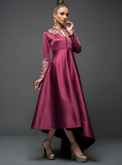 Zainab Chottani | Semi Formals | MAROON GOWN ASYMMETRICAL - Ladies Clothes - Maria Faisal