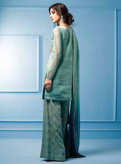 Zainab Chottani | Semi Formals | AQUA AND TEAL - Wedding Dress - Maria Faisal