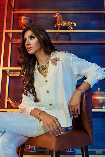 Wardha Saleem | Luxury Pret Fusion Wear | GOSSIP GIRL â WHITE CO-ORD SET - Ladies Clothes 