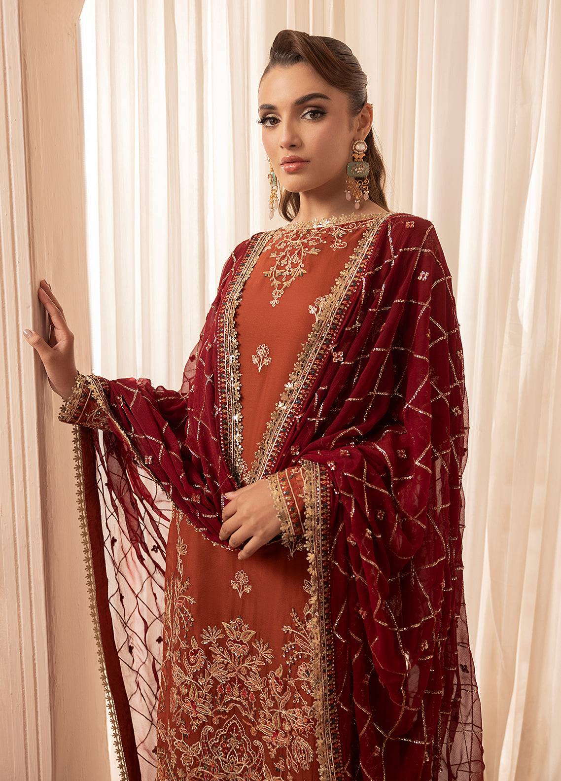 Sahane | Elyssa Festive Chiffon | CT-19007 Dune - ELYSSA by Maria Faisal - Registered Vendor of : Sahane - type : Ladies Clothes - 100% original wedding dresses