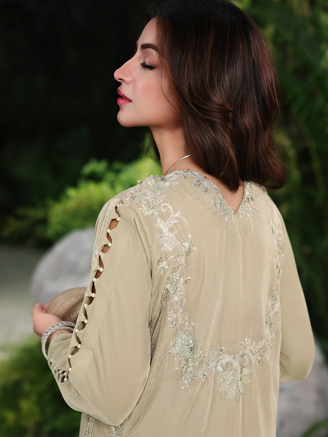 Ain | Twilight The Velvet Edit | AN-186 - Luxury Dress - available at Maria Faisal in UK and USA.