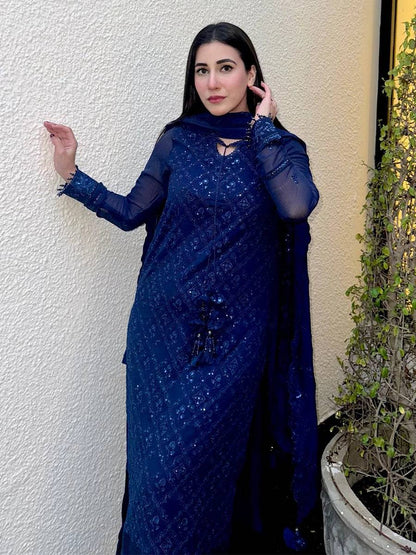 Salitex | Signature Festive Chiffon | CH042 by Maria Faisal - Registered Vendor of : Salitex - type : Ladies Clothes - 100% original wedding dresses