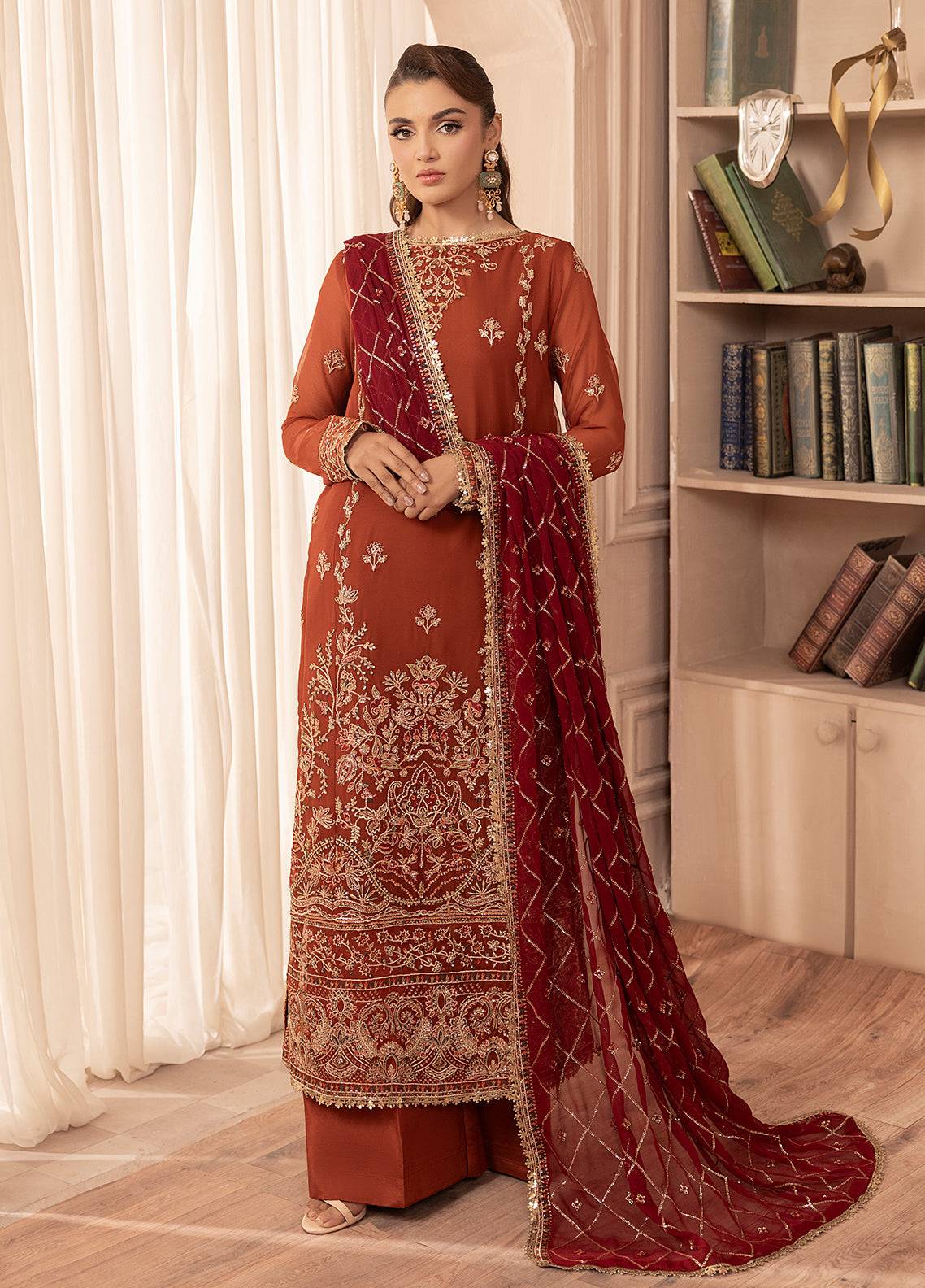 Sahane | Elyssa Festive Chiffon | CT-19007 Dune - ELYSSA by Maria Faisal - Registered Vendor of : Sahane - type : Ladies Clothes - 100% original wedding dresses