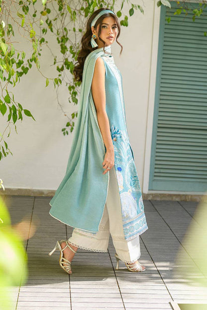 Fatima Khan | Eid Digital Silk Prints | Teal Tropics by Maria Faisal - Registered Vendor of : Fatima Khan - type : Ladies Clothes - 100% original wedding dresses