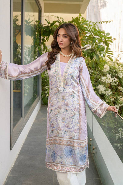 Fatima Khan | Eid Digital Silk Prints | Aqua Coral by Maria Faisal - Registered Vendor of : Fatima Khan - type : Ladies Clothes - 100% original wedding dresses