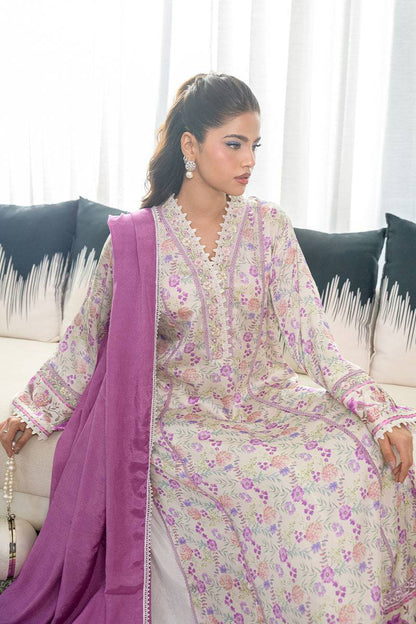 Fatima Khan | Eid Digital Silk Prints | Lavender Ivory by Maria Faisal - Registered Vendor of : Fatima Khan - type : Ladies Clothes - 100% original wedding dresses