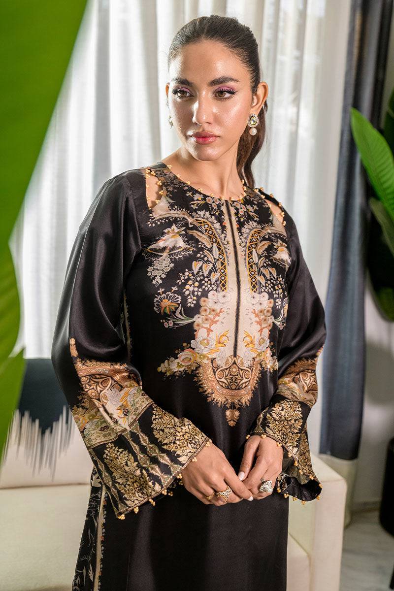 Fatima Khan | Eid Digital Silk Prints | Black Opal by Maria Faisal - Registered Vendor of : Fatima Khan - type : Ladies Clothes - 100% original wedding dresses
