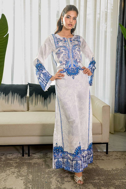 Fatima Khan | Eid Digital Silk Prints | White Opal by Maria Faisal - Registered Vendor of : Fatima Khan - type : - 100% original wedding dresses