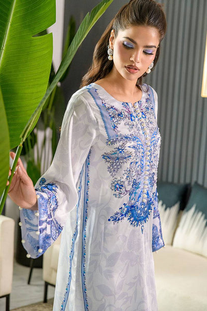 Fatima Khan | Eid Digital Silk Prints | White Opal by Maria Faisal - Registered Vendor of : Fatima Khan - type : - 100% original wedding dresses