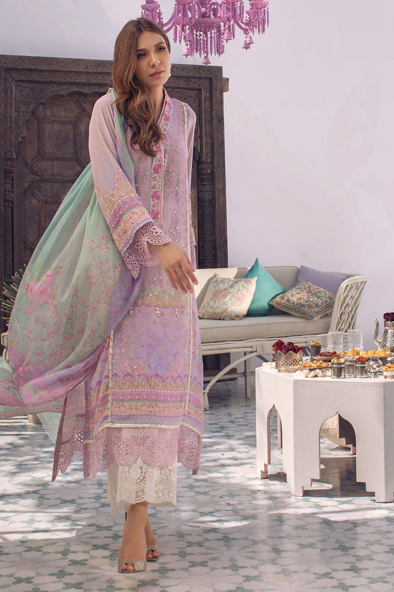 Ansab Jahangir | Digital Silk | Lilac Paisley - Ladies Clothes - Maria Faisal