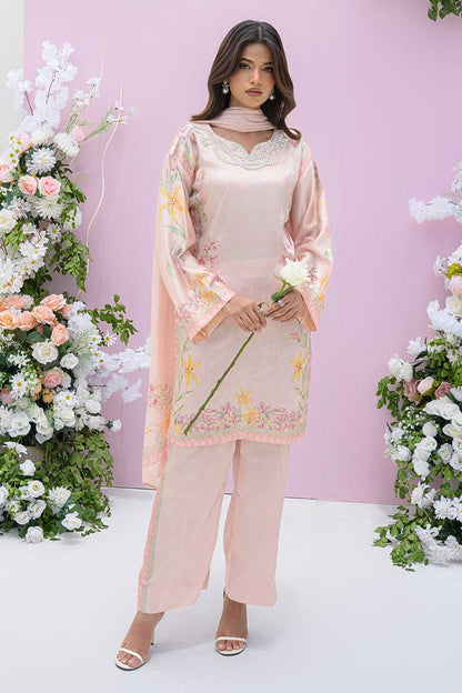 Fatima Khan | Eid Digital Silk Prints | Peach Blossoms by Maria Faisal - Registered Vendor of : Fatima Khan - type : Ladies Clothes - 100% original wedding dresses