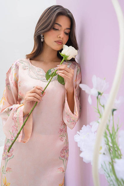 Fatima Khan | Eid Digital Silk Prints | Peach Blossoms by Maria Faisal - Registered Vendor of : Fatima Khan - type : Ladies Clothes - 100% original wedding dresses