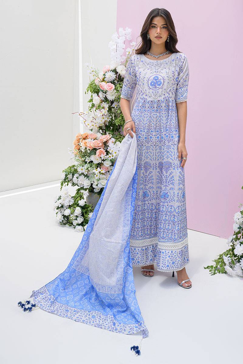 Fatima Khan | Eid Digital Silk Prints | Azure Blue by Maria Faisal - Registered Vendor of : Fatima Khan - type : Ladies Clothes - 100% original wedding dresses