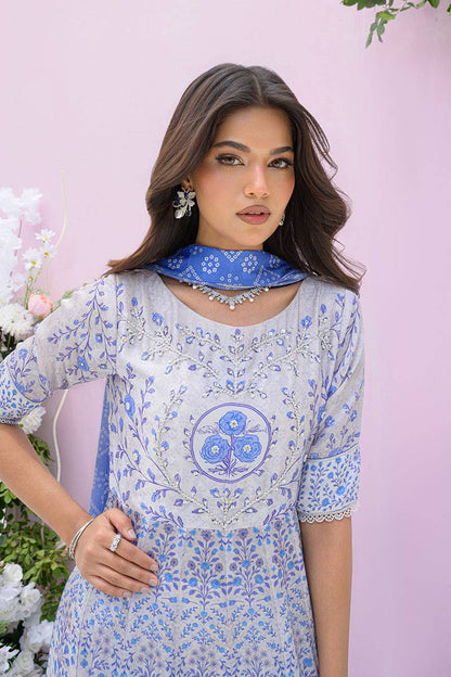 Fatima Khan | Eid Digital Silk Prints | Azure Blue by Maria Faisal - Registered Vendor of : Fatima Khan - type : Ladies Clothes - 100% original wedding dresses