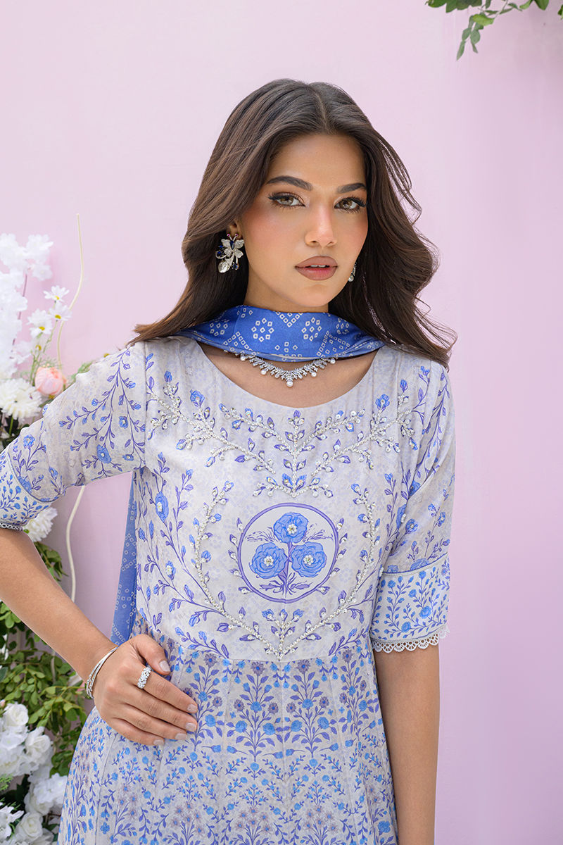 Fatima Khan | Prints and Petals | Azure Blue - Ladies Clothes - Maria Faisal