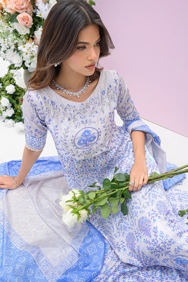 Fatima Khan | Prints and Petals | Azure Blue - Ladies Clothes - Maria Faisal