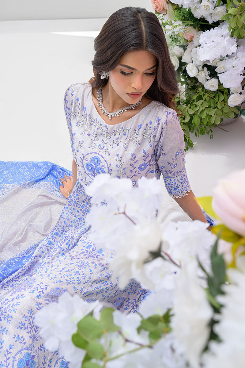Fatima Khan | Prints and Petals | Azure Blue - Ladies Clothes - Maria Faisal