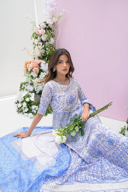 Fatima Khan | Eid Digital Silk Prints | Azure Blue by Maria Faisal - Registered Vendor of : Fatima Khan - type : Ladies Clothes - 100% original wedding dresses
