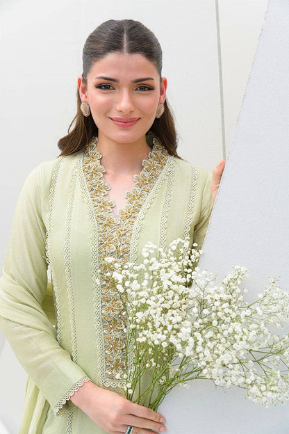 Fatima Khan | Serene Eid Luxe Pret | Honeydew Hue by Maria Faisal - Registered Vendor of : Fatima Khan - type : Ladies Clothes - 100% original wedding dresses