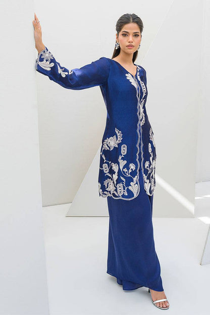 Fatima Khan | Serene Eid Luxe Pret | Blue Noir by Maria Faisal - Registered Vendor of : Fatima Khan - type : Ladies Clothes - 100% original wedding dresses
