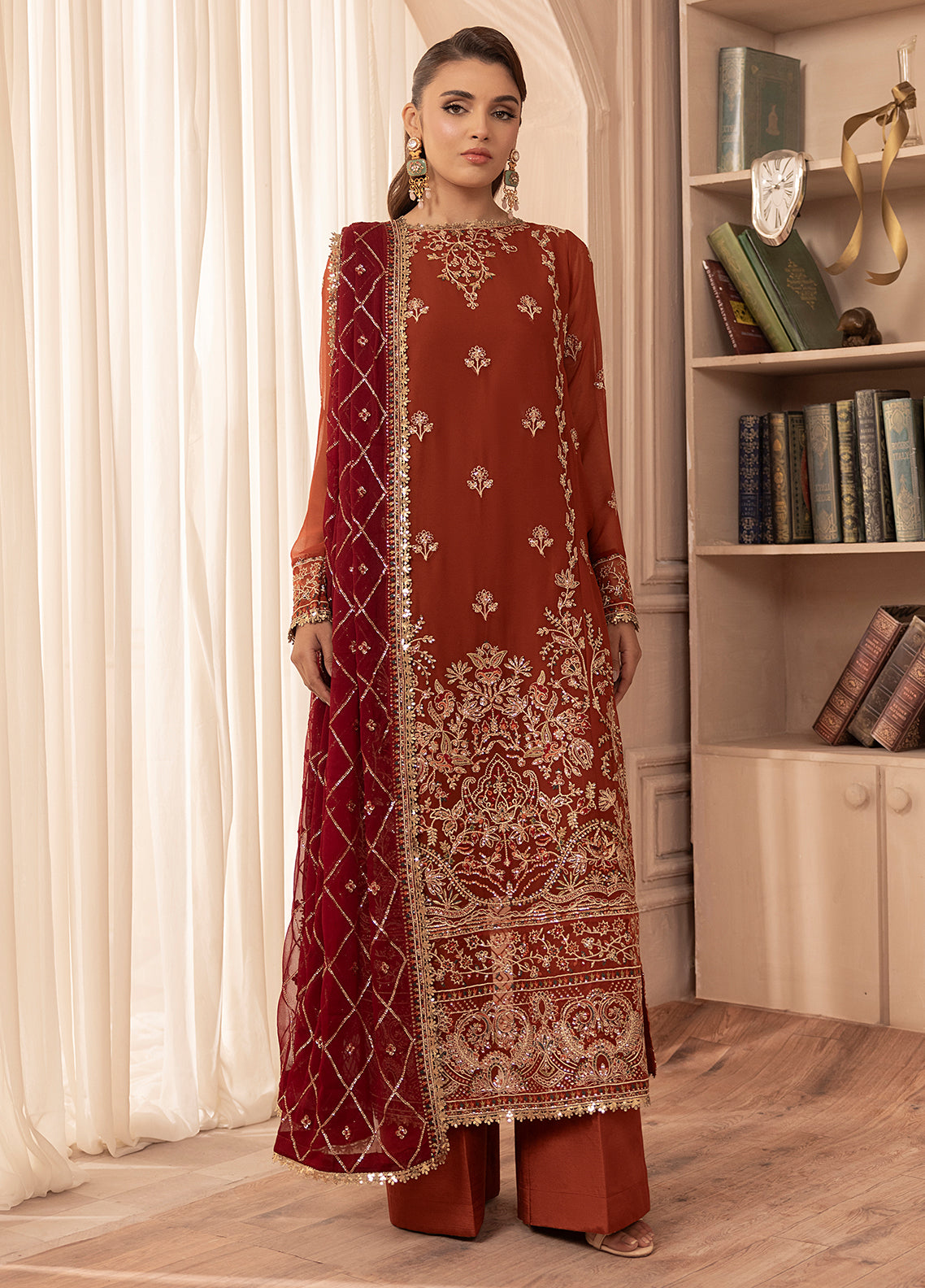 Sahane | Elyssa Festive Chiffon | CT-19007 Dune - ELYSSA by Maria Faisal - Registered Vendor of : Sahane - type : Ladies Clothes - 100% original wedding dresses