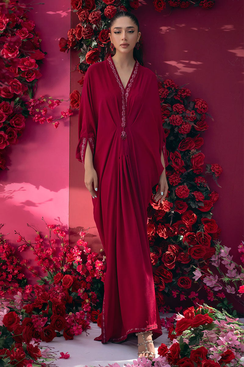 Ansab Jahangir | Summer Kaftans | SILKEN FOLIAGE - Luxury Dress - available at Maria Faisal in UK and USA.