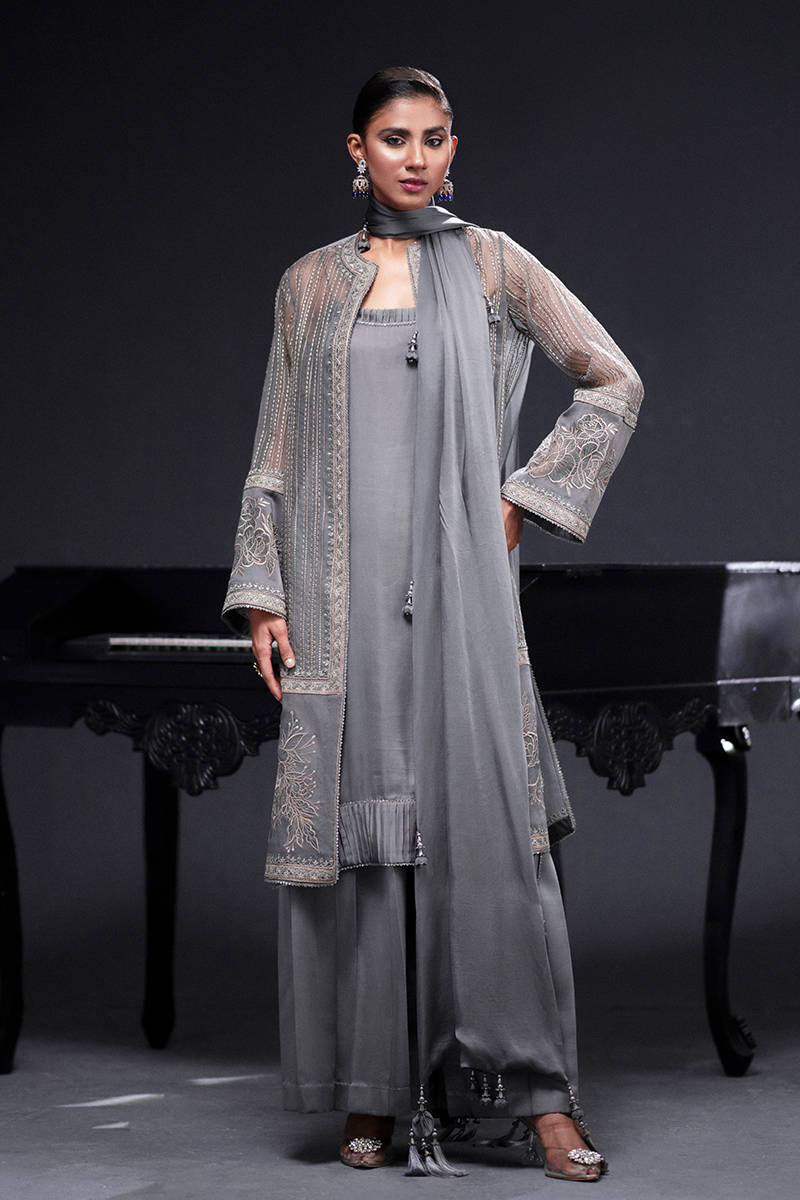 MNR | Chai Coffee Luxury Pret | Grey Eminance by Maria Faisal - Registered Vendor of : MNR - type : Ladies Clothes - 100% original wedding dresses