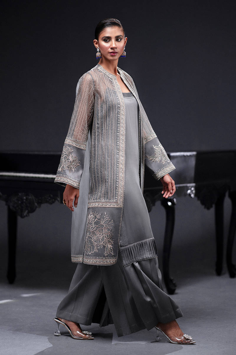 MNR | Chai Coffee Luxury Pret | Grey Eminance by Maria Faisal - Registered Vendor of : MNR - type : Ladies Clothes - 100% original wedding dresses