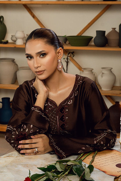 Fatima Khan | Warm Whisper Velvet 25 | Bronze Reverie - Formal Dress - available at Maria Faisal in UK and USA.