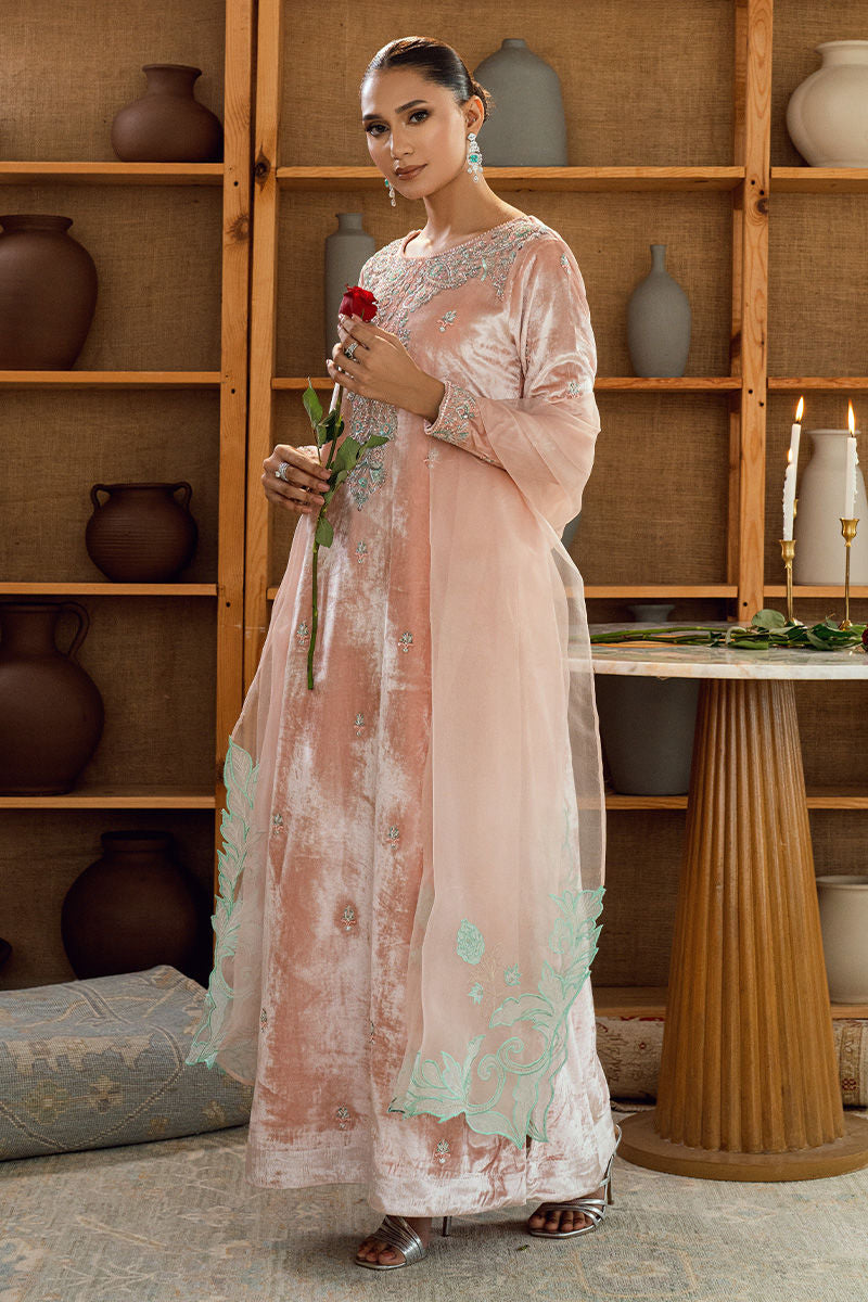 Fatima Khan | Warm Whisper Velvet 25 | Rose Whisper - Formal Dress - available at Maria Faisal in UK and USA.