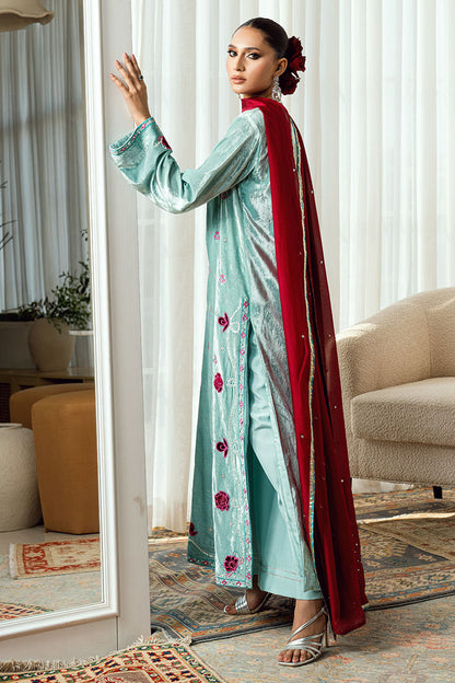 Fatima Khan | Warm Whisper Velvet 25 | Twilight Rose - Formal Dress - available at Maria Faisal in UK and USA.