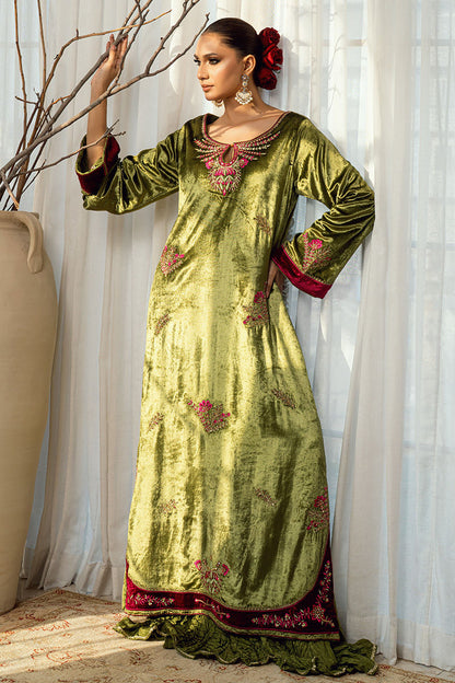 Fatima Khan | Warm Whisper Velvet 25 | Jade Whisper - Formal Dress - available at Maria Faisal in UK and USA.