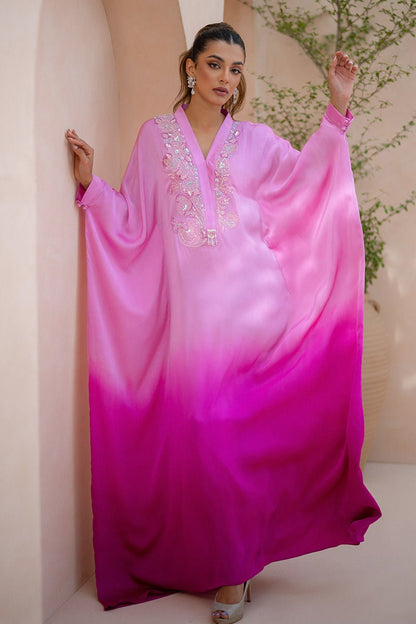 Ansab Jahangir | Summer Kaftans | ROSETTE ELEGANZA - Luxury Dress - available at Maria Faisal in UK and USA.