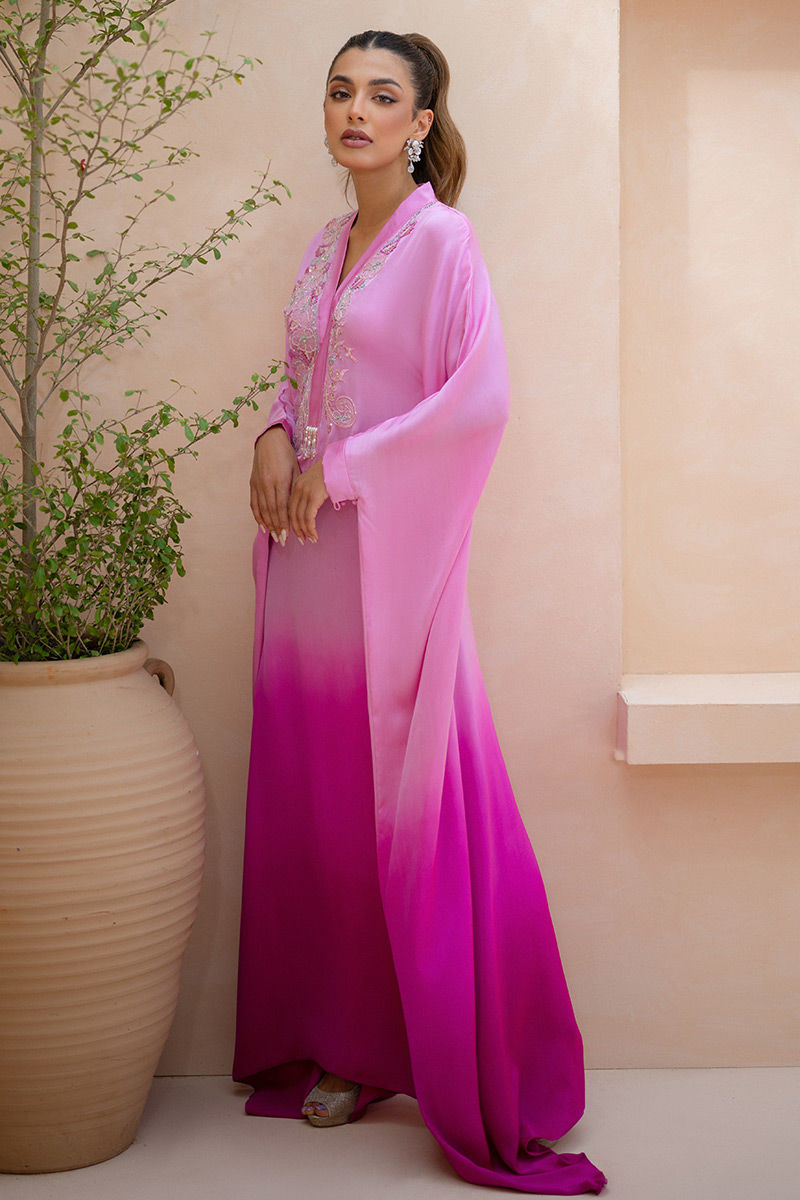 Ansab Jahangir | Summer Kaftans | ROSETTE ELEGANZA - Luxury Dress - available at Maria Faisal in UK and USA.