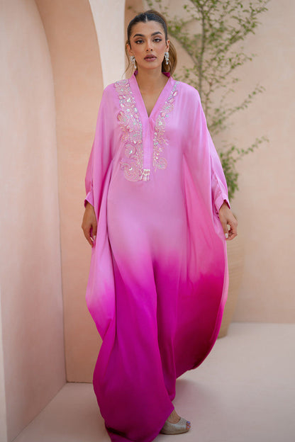 Ansab Jahangir | Summer Kaftans | ROSETTE ELEGANZA - Luxury Dress - available at Maria Faisal in UK and USA.