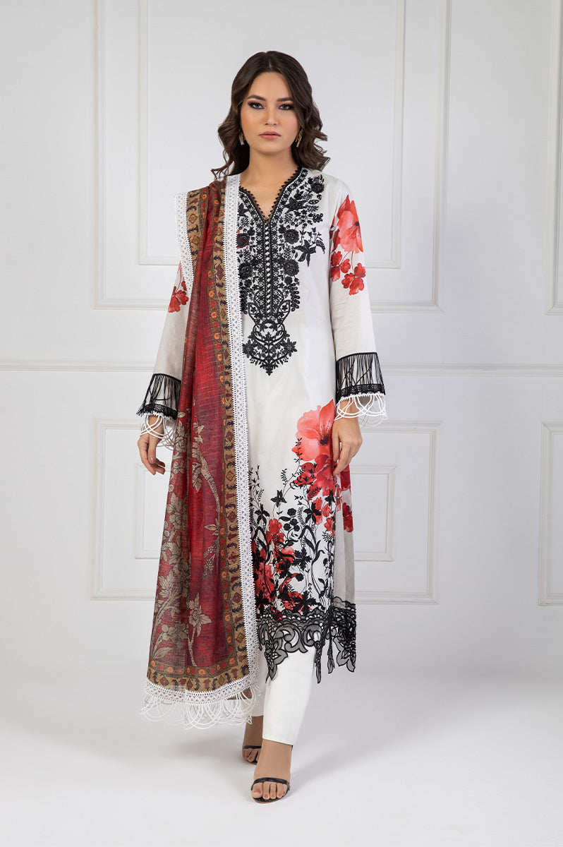 Shamaeel Ansari | Bagh e Bahar Lawn | Surkh Bahar - Luxury Dress - available at Maria Faisal in UK and USA.