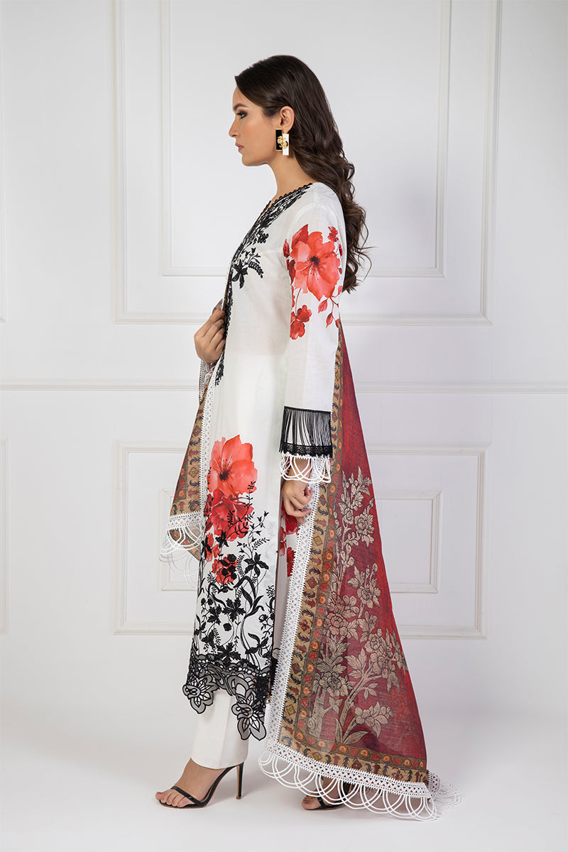 Shamaeel Ansari | Bagh e Bahar Lawn | Surkh Bahar - Luxury Dress - available at Maria Faisal in UK and USA.